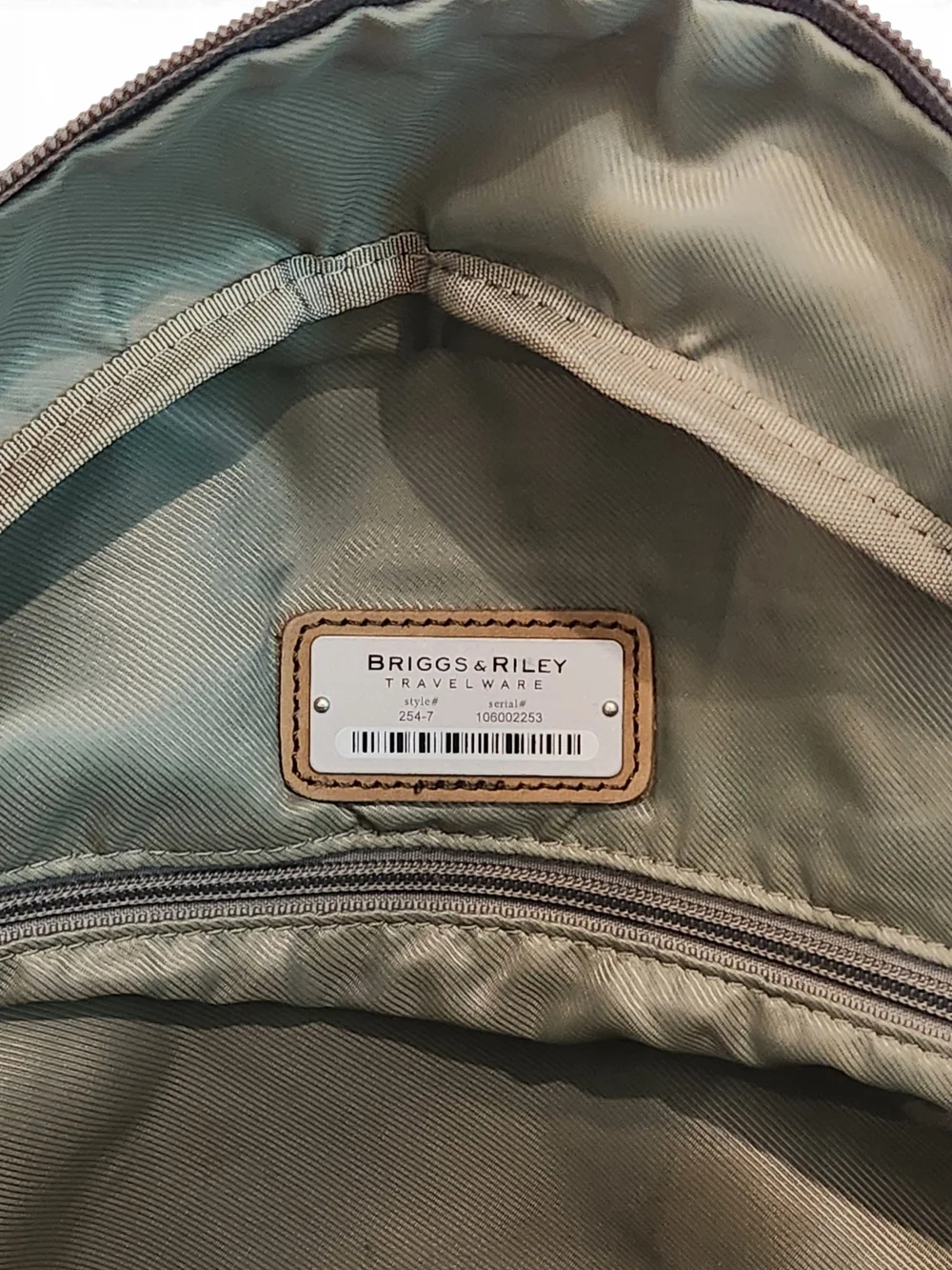 Briggs & Riley Olive Canvas Tote with Tan Leather Handles